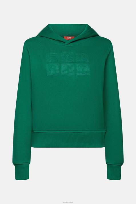 moletons e moletons verde escuro mulheres Esprit moletom com logo bordado, algodão orgânico NBHL8