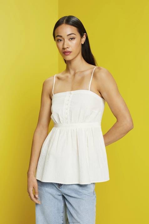 principal branco mulheres Esprit top cami texturizado NBHL224