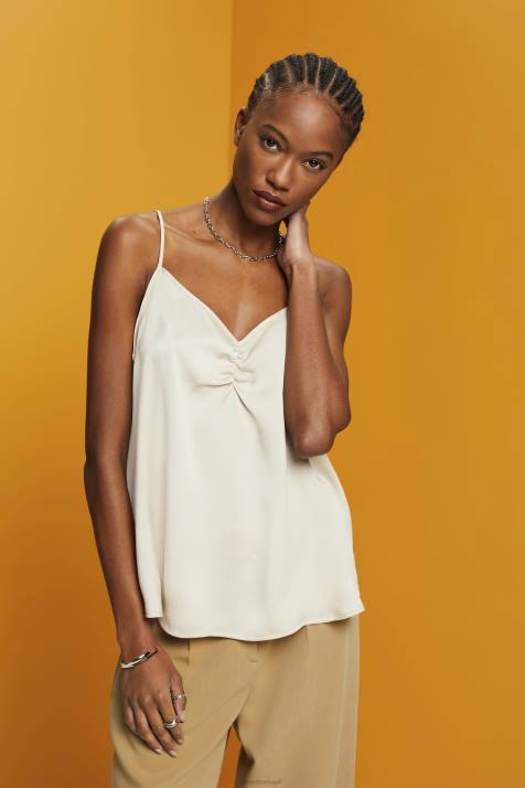 principal cinza claro mulheres Esprit top de tiras de cetim NBHL355