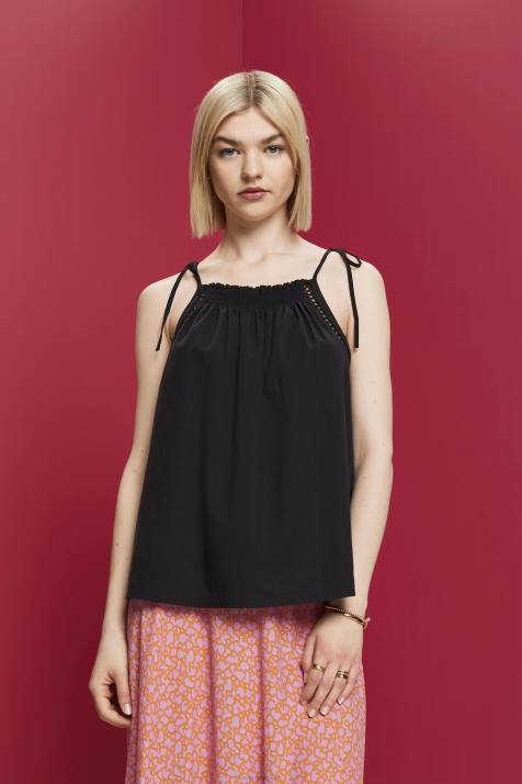 principal preto mulheres Esprit top camisola com bata, tencel NBHL198