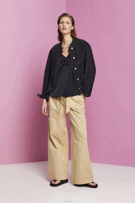 principal preto mulheres Esprit top de tiras de cetim NBHL354