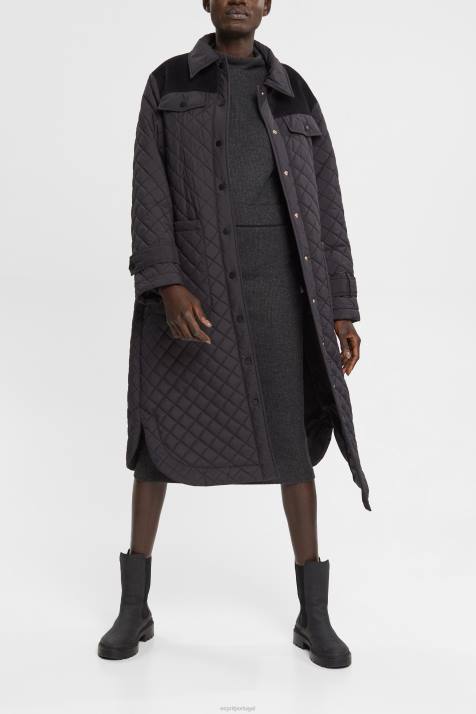 saias antracite mulheres Esprit saia lápis em malha canelada NBHL431