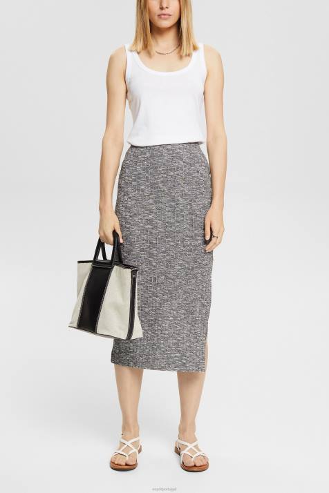 saias antracite mulheres Esprit saia midi em malha canelada space dye NBHL534