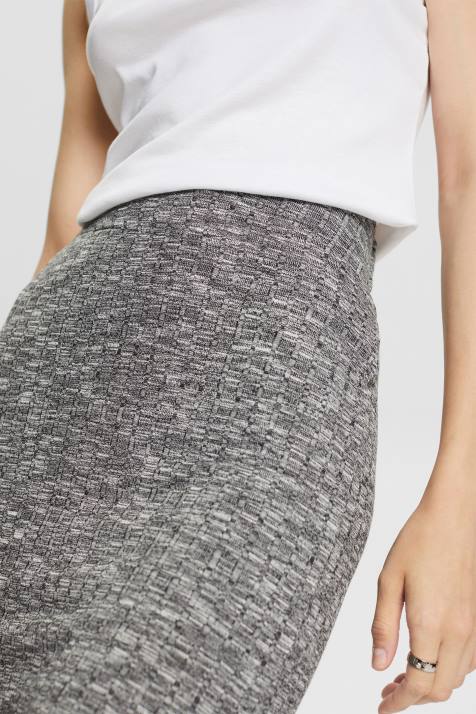 saias antracite mulheres Esprit saia midi em malha canelada space dye NBHL534
