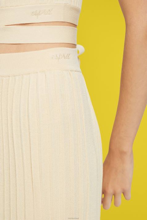 saias areia mulheres Esprit saia midi plissada NBHL483