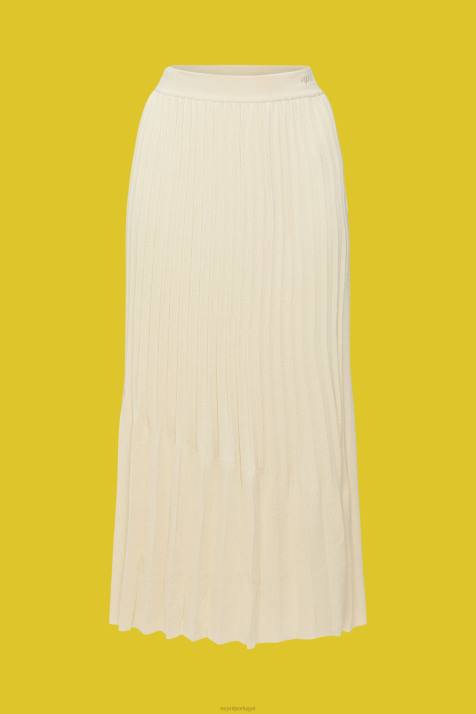 saias areia mulheres Esprit saia midi plissada NBHL483