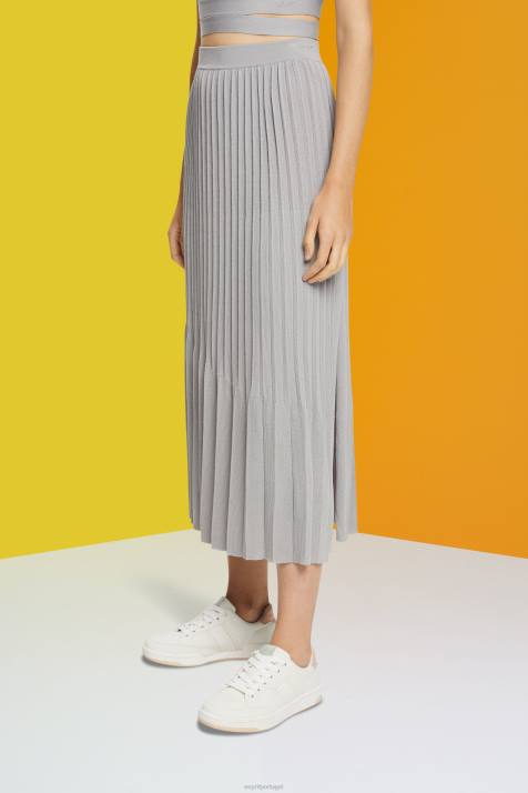 saias cinza médio mulheres Esprit saia midi plissada NBHL481