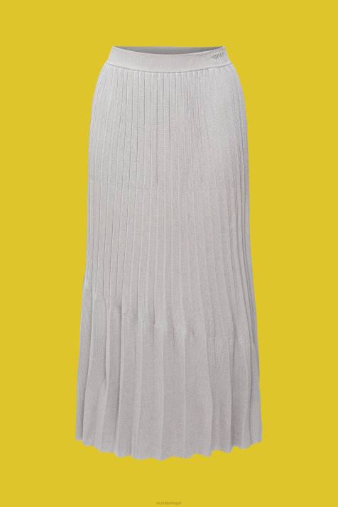 saias cinza médio mulheres Esprit saia midi plissada NBHL481