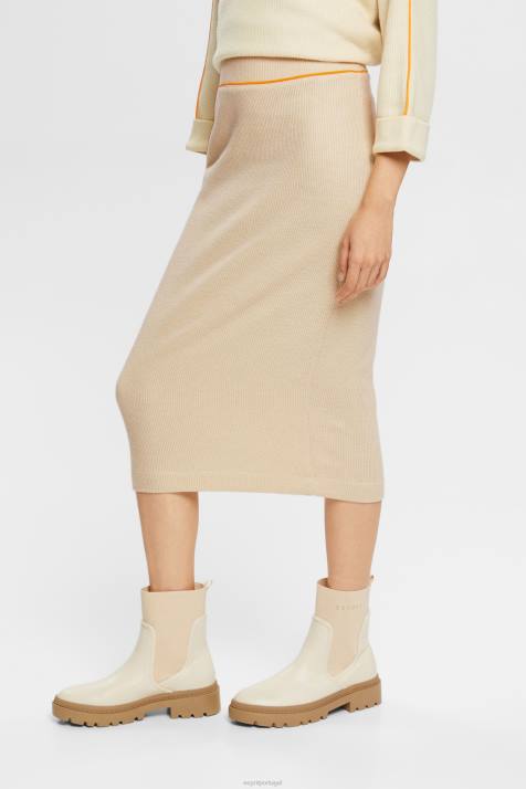 saias gelo mulheres Esprit saia lápis em malha canelada NBHL432