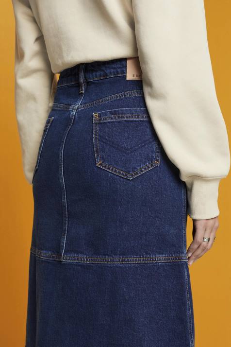 saias lavagem média azul mulheres Esprit saia jeans na altura do joelho NBHL269