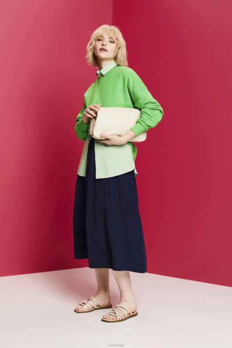 saias marinha mulheres Esprit saia midi NBHL239