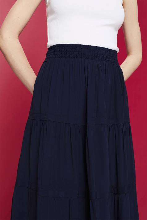 saias marinha mulheres Esprit saia midi NBHL239