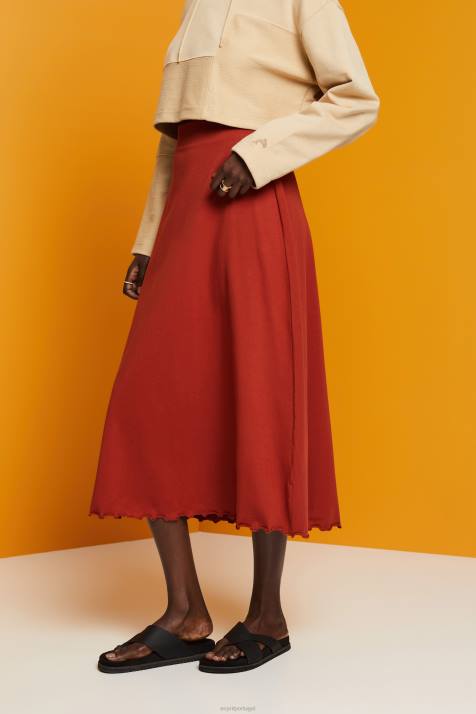 saias terracota mulheres Esprit saia midi jersey, algodão sustentável NBHL44