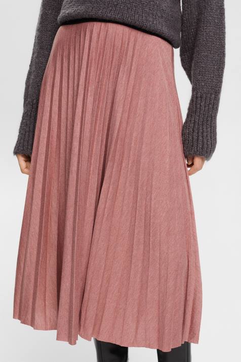 saias terracota mulheres Esprit saia midi plissada NBHL433