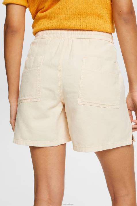 shorts rosa pastel mulheres Esprit shorts casuais com cós elástico NBHL299