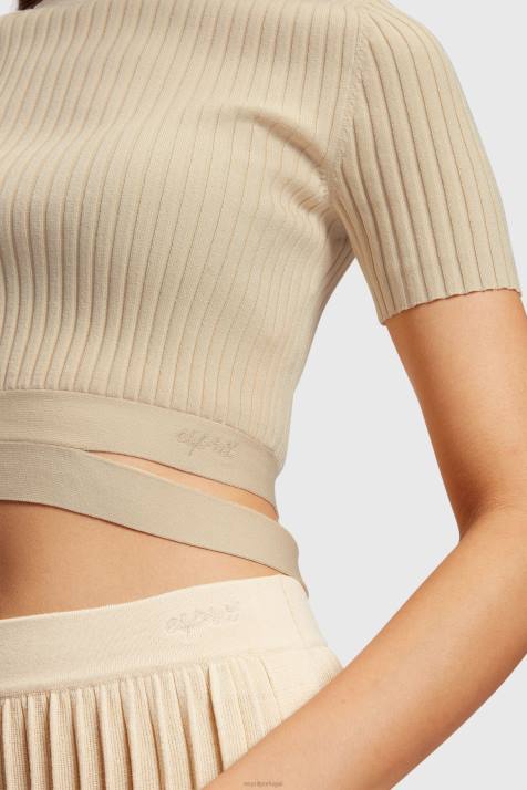 suéteres areia mulheres Esprit top plissado NBHL376