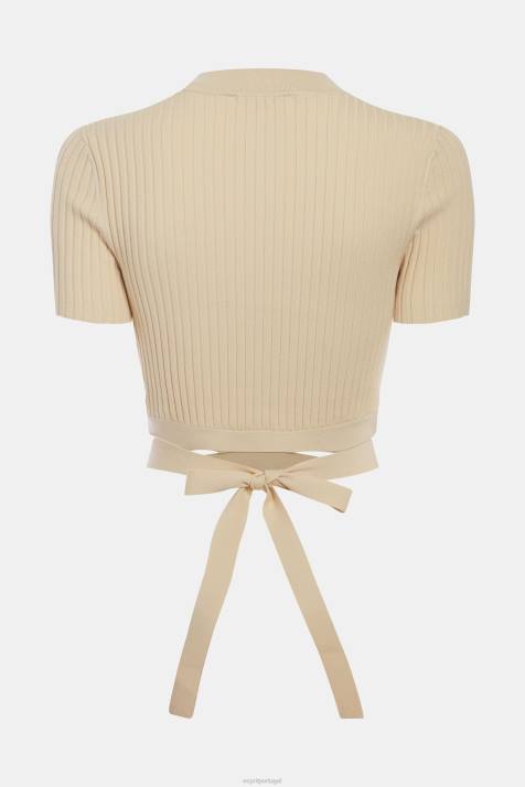 suéteres areia mulheres Esprit top plissado NBHL376