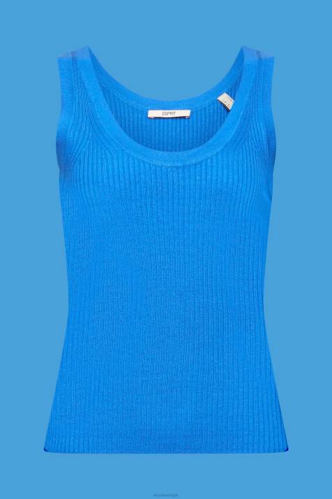 suéteres azul claro mulheres Esprit suéter canelado, sem mangas, mistura de linho NBHL109