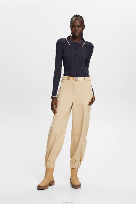 suéteres azul gasolina mulheres Esprit top polo tricotado com botões na frente NBHL22