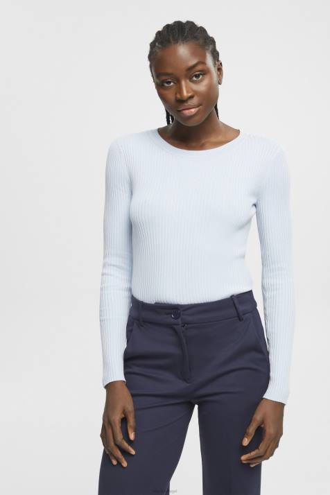 suéteres azul pastel mulheres Esprit suéter com nervuras NBHL274