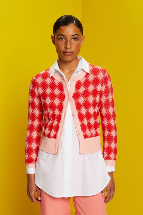 suéteres branco mulheres Esprit cardigã argyle NBHL86