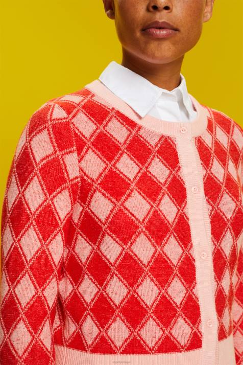 suéteres branco mulheres Esprit cardigã argyle NBHL86