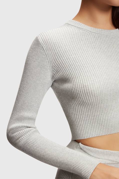 suéteres branco mulheres Esprit suéter metálico torcido nas costas NBHL357