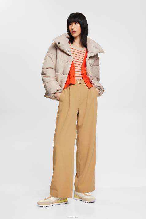 suéteres cinza claro mulheres Esprit suéter canelado de manga curta NBHL317