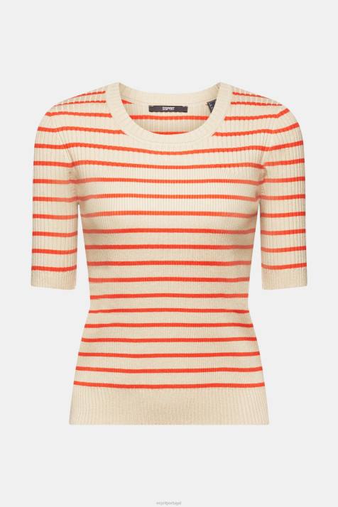 suéteres cinza claro mulheres Esprit suéter canelado de manga curta NBHL317