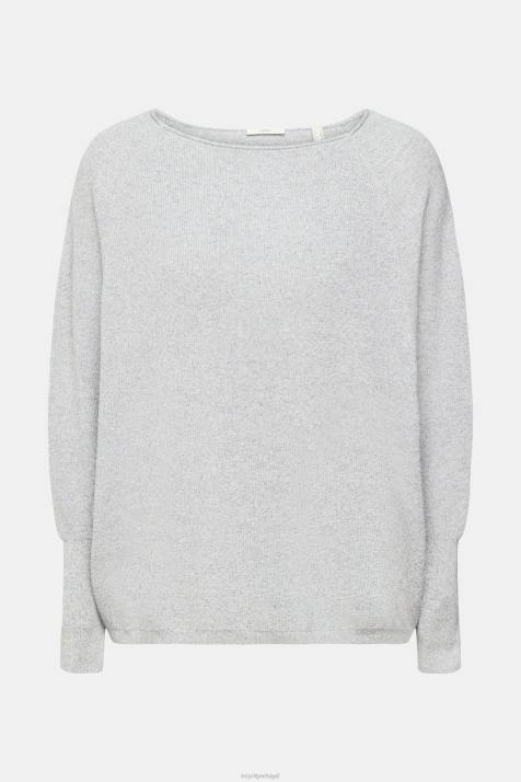 suéteres cinza médio mulheres Esprit jumper de malha com manga morcego NBHL544