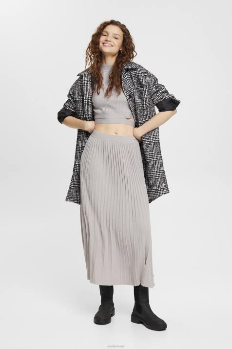 suéteres cinza médio mulheres Esprit top plissado NBHL469