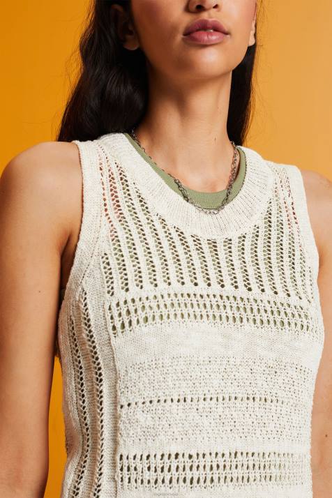 suéteres gelo mulheres Esprit suéter mouline sem mangas, mistura de algodão NBHL107