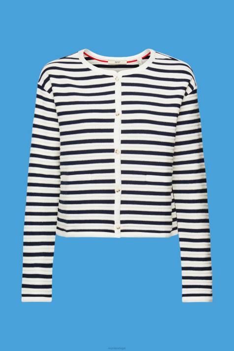 suéteres marinha mulheres Esprit cardigã listrado NBHL448