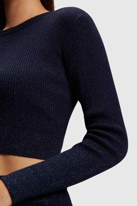 suéteres marinha mulheres Esprit suéter metálico torcido nas costas NBHL358