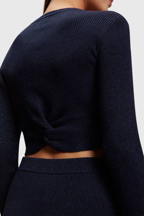 suéteres marinha mulheres Esprit suéter metálico torcido nas costas NBHL358