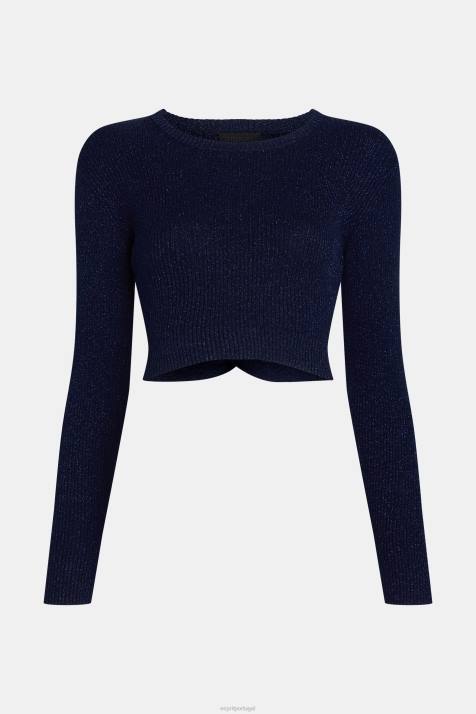 suéteres marinha mulheres Esprit suéter metálico torcido nas costas NBHL358