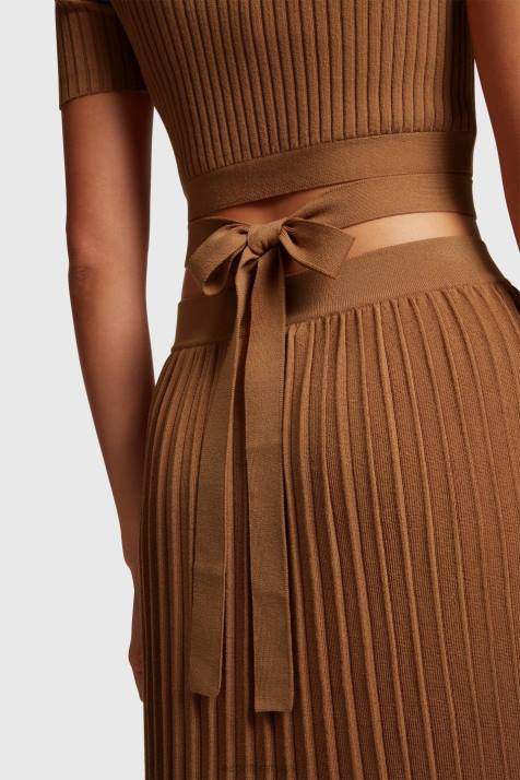 suéteres marrom mulheres Esprit top plissado NBHL375