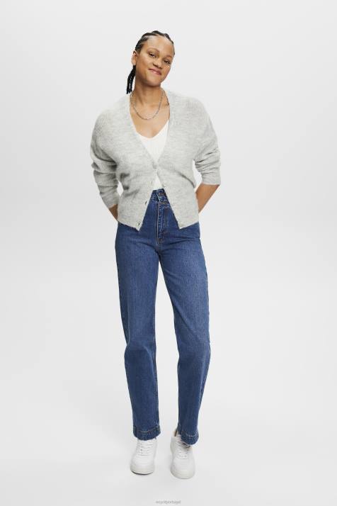 suéteres off white mulheres Esprit top de malha com decote em V e linho NBHL305