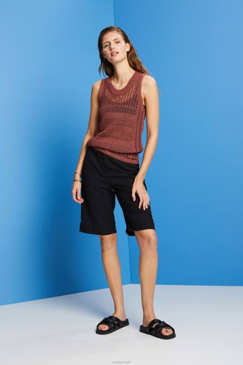 suéteres terracota mulheres Esprit suéter mouline sem mangas, mistura de algodão NBHL106