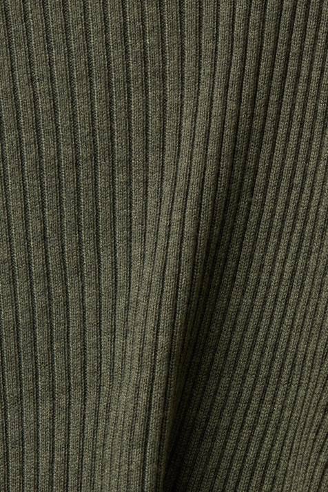 suéteres verde cáqui mulheres Esprit reciclado: cardigã canelado com bainha de lenço NBHL24