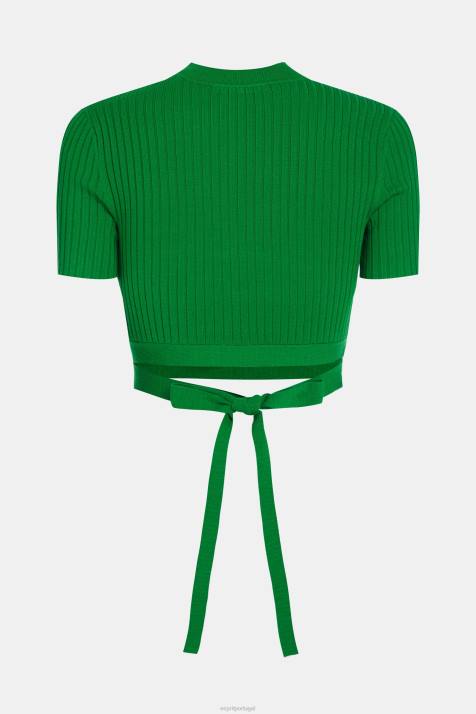 suéteres verde mulheres Esprit top plissado NBHL377