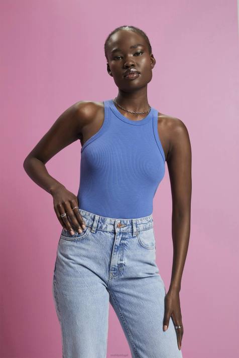 tanque cinza azulado mulheres Esprit top com nervuras NBHL284