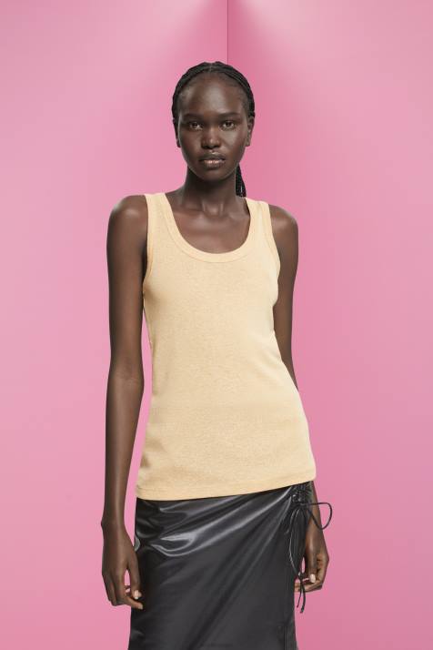 tanque ouro mulheres Esprit top sem mangas com glitter NBHL404