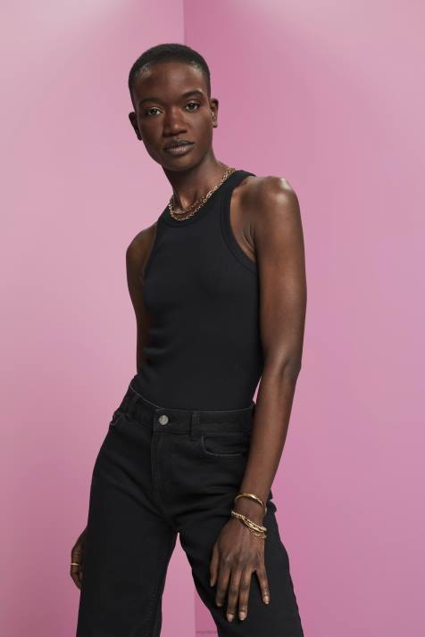tanque preto mulheres Esprit top com nervuras NBHL280
