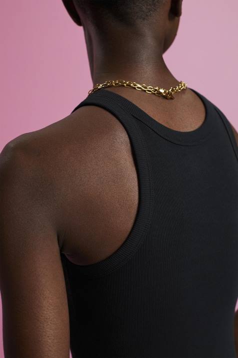 tanque preto mulheres Esprit top com nervuras NBHL280