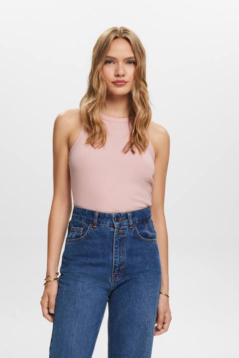 tanque rosa velho mulheres Esprit top com nervuras NBHL14