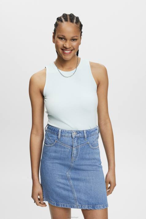 tanque verde água claro mulheres Esprit top com nervuras NBHL303