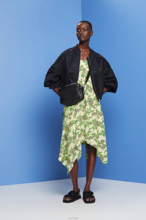 vestidos amarelo mulheres Esprit vestido midi estampado NBHL237