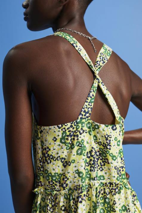 vestidos amarelo mulheres Esprit vestido midi estampado NBHL237