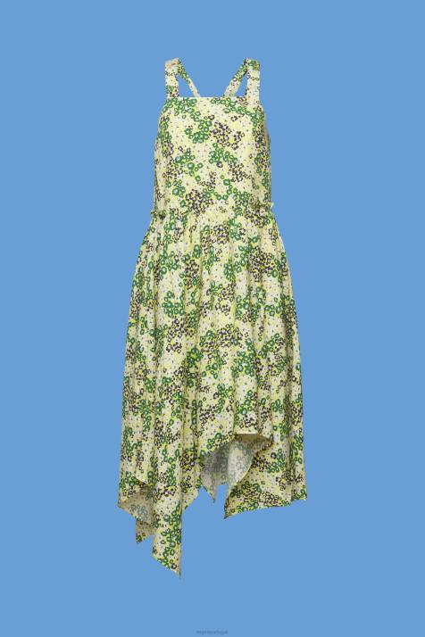 vestidos amarelo mulheres Esprit vestido midi estampado NBHL237